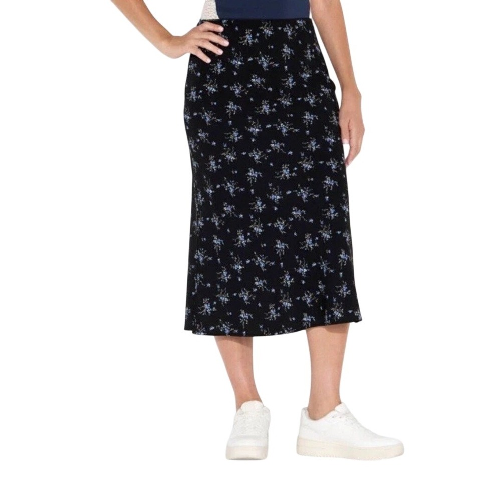 Wild Fable Women's Black‎ Floral Lace Trim Midi Skirt Size Medium